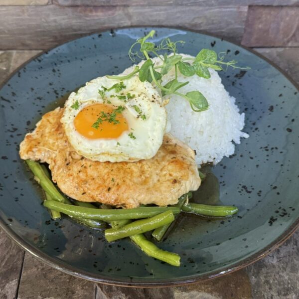 1. 120g pork slice eagle (cheese, ham, mushrooms), 180g rice (7)